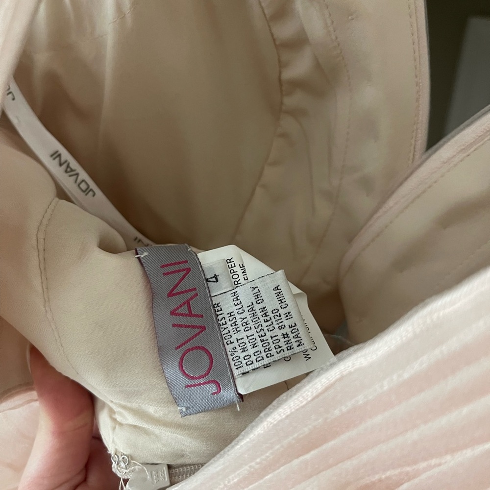 Jovani Rosette Blush V-Neck Women's Cocktail Dress - Picture 6 of 6